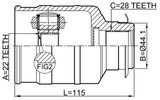 2211-FBRH - INNER CV JOINT RIGHT 22X44.1X28