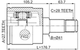 2211-GHLH - INNER CV JOINT LEFT 27X41X28