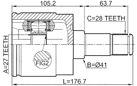 2211-GHLH - INNER CV JOINT LEFT 27X41X28