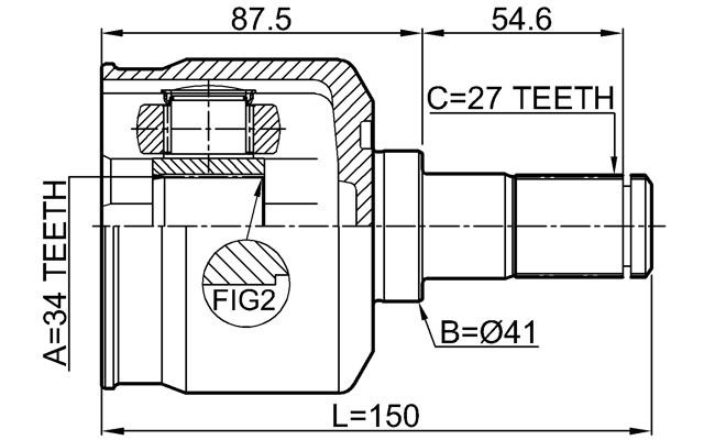 2211-MAGLH - INNER CV JOINT LEFT 34X41X27