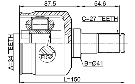 2211-MAGLH - INNER CV JOINT LEFT 34X41X27