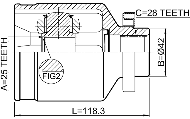 2211-MAGRH - INNER CV JOINT RIGHT 25X42X28