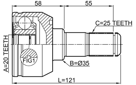 2211-MQ4R - REAR INNER CV JOINT 20X35X25