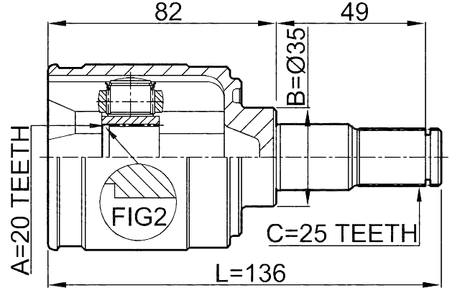 2211-PICMT - INNER CV JOINT 20X35X25