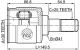 2211-RIO - INNER CV JOINT 30X41X25