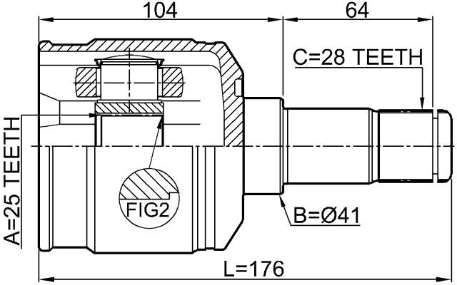 2211-SEDLH - INNER CV JOINT LEFT 25X41X28