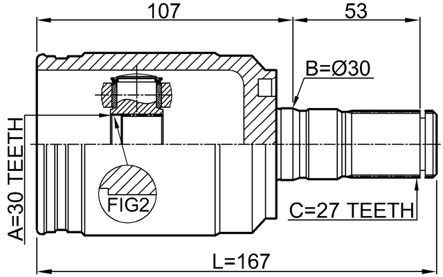 2211-SEL19LH - INNER CV JOINT LEFT 30X30X27