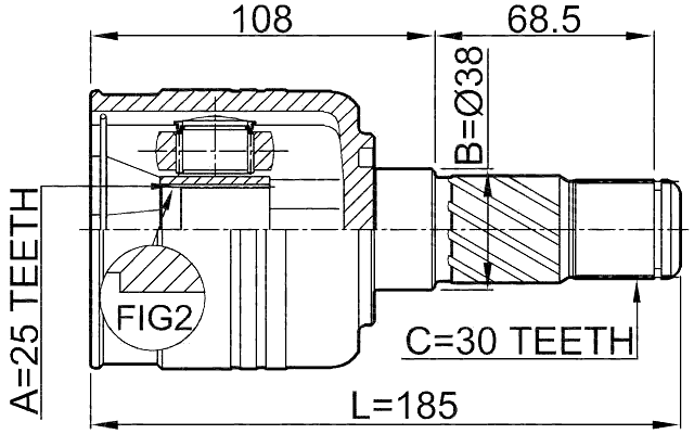 2211-SORLH - INNER CV JOINT LEFT 25X38X30