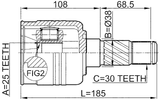 2211-SORLH - INNER CV JOINT LEFT 25X38X30