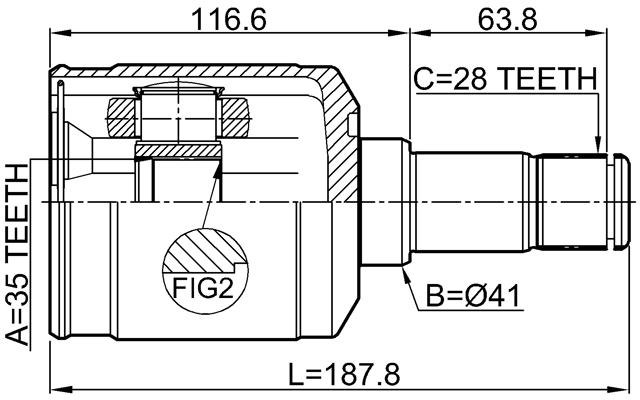2211-SORMTLH - INNER CV JOINT 35X41X28