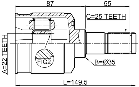 2211-SORR - REAR INNER CV JOINT 22X35X25