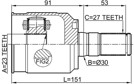 2211-SOULB2 - INNER CV JOINT 23X40X27