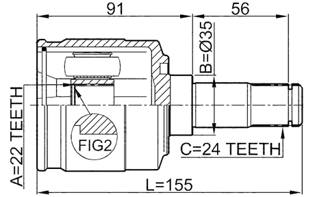 2211-SPAATLH - INNER CV JOINT LEFT 22X35X24