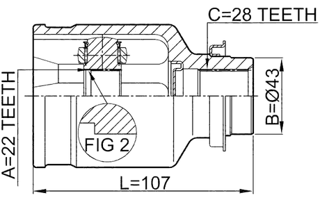 2211-SPARH - INNER CV JOINT RIGHT 22X43X28