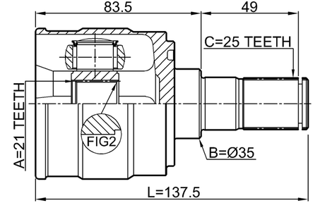 2211-TAAT - INNER CV JOINT 21X35X25