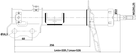 22110-002FL - SHOCK ABSORBER FRONT LEFT GAS.TWIN TUBE