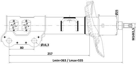 22110-003FR - SHOCK ABSORBER FRONT RIGHT GAS.TWIN TUBE
