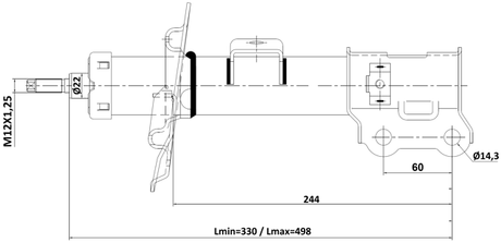 22110-004FL - SHOCK ABSORBER FRONT LEFT GAS.TWIN TUBE
