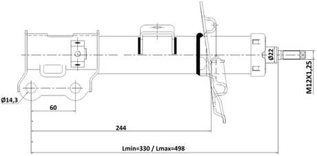 22110-004FR - SHOCK ABSORBER FRONT RIGHT GAS.TWIN TUBE