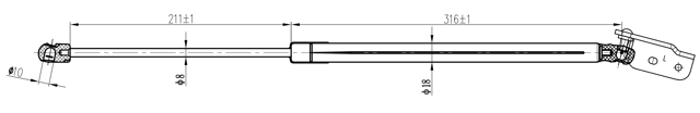 22117-016LH - TAILGATE GAS STRUT LEFT (WITH BRACKET) L545/600N