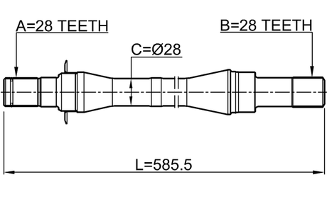 2212-CARATRH - AXLE HALF SHAFT RIGHT 28X585X28