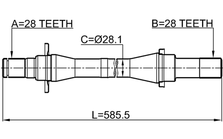 2212-CARFMCRH - AXLE HALF SHAFT RIGHT 28X584X28