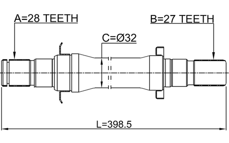 2212-FBAT - AXLE HALF SHAFT RIGHT 27X398X28