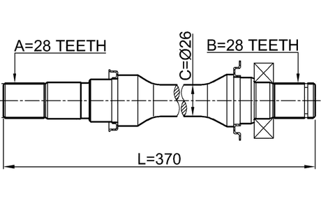 2212-SED25MT - AXLE HALF SHAFT RIGHT 28X370X28