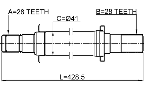 2212-SLAT - AXLE HALF SHAFT RIGHT 28X430X28
