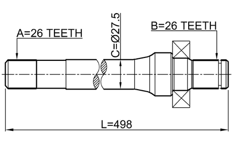 2212-SP - AXLE HALF SHAFT LEFT 26X497X26