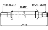 2212-SP2WDAT - AXLE HALF SHAFT RIGHT 27X445X26