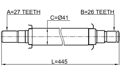 2212-SP2WDAT - AXLE HALF SHAFT RIGHT 27X445X26
