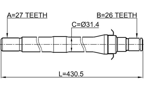 2212-SP4WDAT - AXLE HALF SHAFT RIGHT 27X430X26
