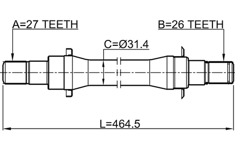 2212-SP4WDMT - AXLE HALF SHAFT RIGHT 27X464X26