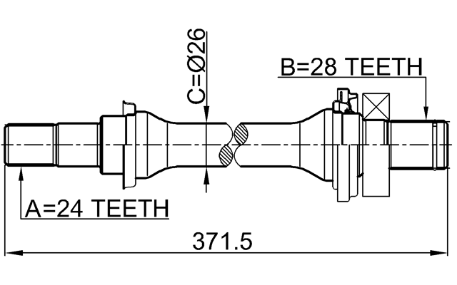 2212-SPAAT - AXLE HALF SHAFT RIGHT 24X372X28