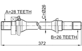 2212-SPAMT - AXLE HALF SHAFT RIGHT 26X372X28