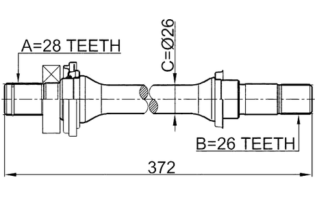 2212-SPAMT - AXLE HALF SHAFT RIGHT 26X372X28