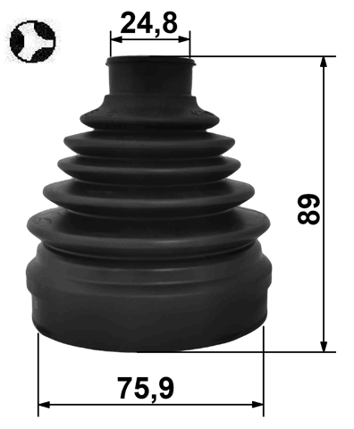 2215-D9T - BOOT INNER CV JOINT KIT 76X89X25