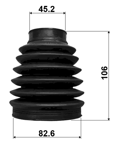 2217P-K5 - BOOT OUTER CV JOINT KIT PVC 82.6X106X45.2
