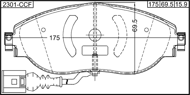2301-CCF - PAD KIT, DISC BRAKE, FRONT - KIT (INCLUDING BOLTS, WITH WEAR SENSOR)