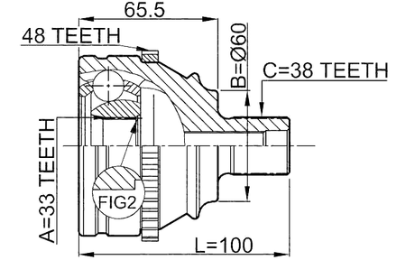 2310-018A48 - OUTER CV JOINT 33X60X38