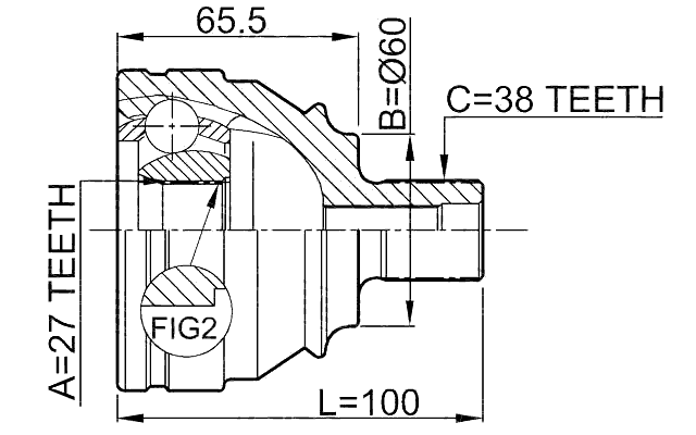 2310-028 - OUTER CV JOINT 27X60X38