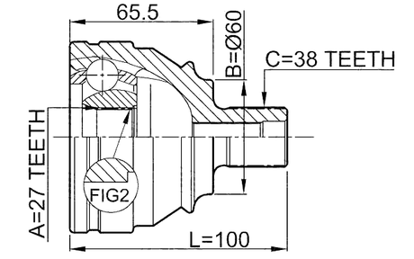 2310-028 - OUTER CV JOINT 27X60X38