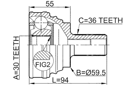 2310-030 - OUTER CV JOINT 30X59.5X36