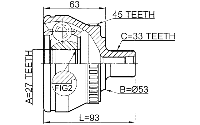 2310-034A45 - OUTER CV JOINT 27X53X33