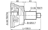 2310-036 - OUTER CV JOINT 30X52X36
