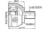 2310-2H - OUTER CV JOINT 27X64.7X28