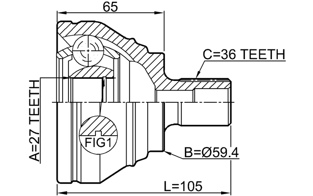 2310-B6 - OUTER CV JOINT 27X59.3X36