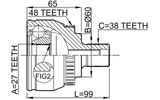 2310-SHARA48 - OUTER CV JOINT 27X60X38