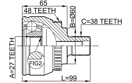 2310-SHARA48 - OUTER CV JOINT 27X60X38
